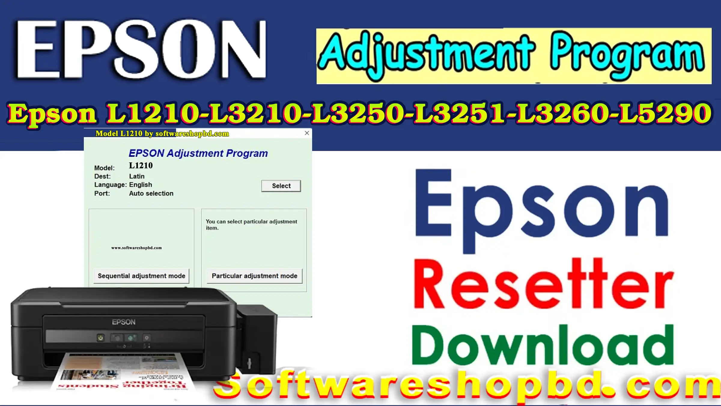 Epson L1210 Resetter Free download by softwareshopbd Epson L1210 Adjustment Program